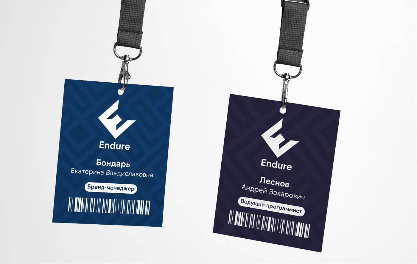 Логотип Endure - отрисовки вариантов использования бейджи